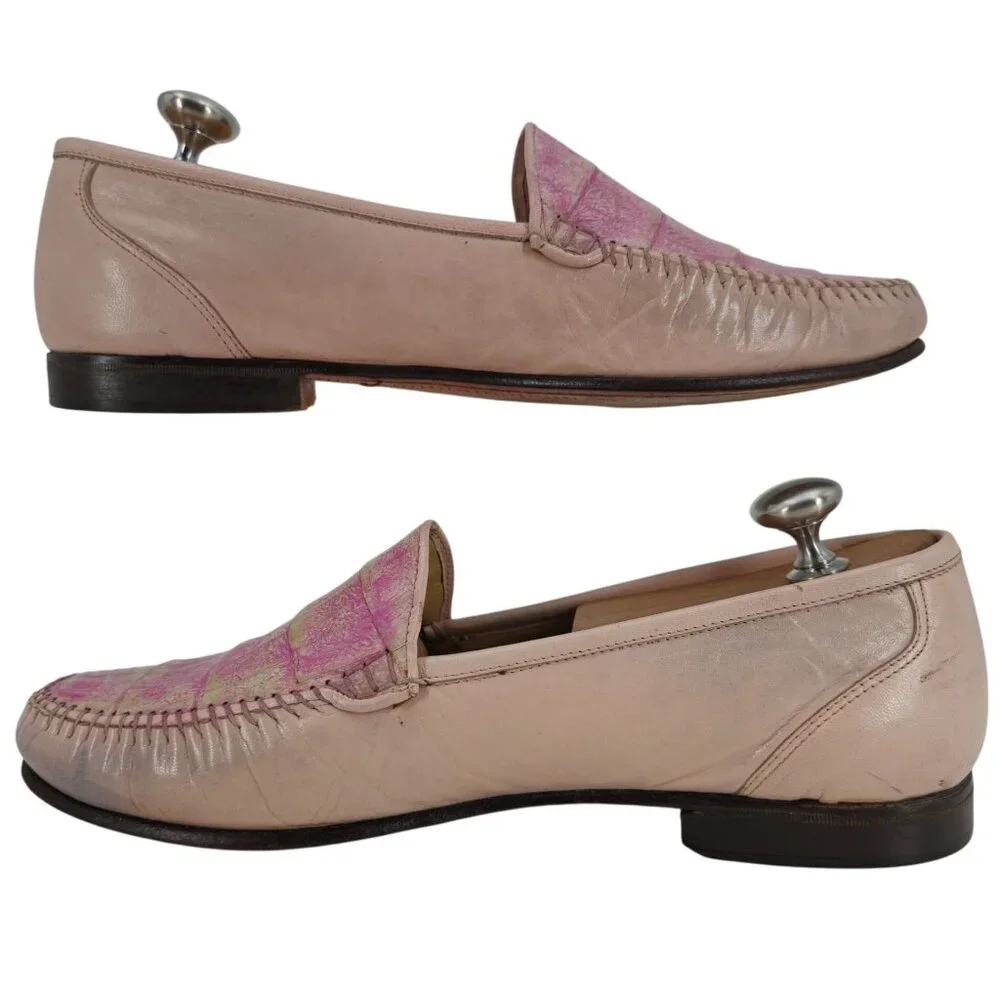 Vintage Pink Exotic Caiman Michele Loisi Italy Mens size 10D Dress Loafers Shoes - Picture 9 of 11